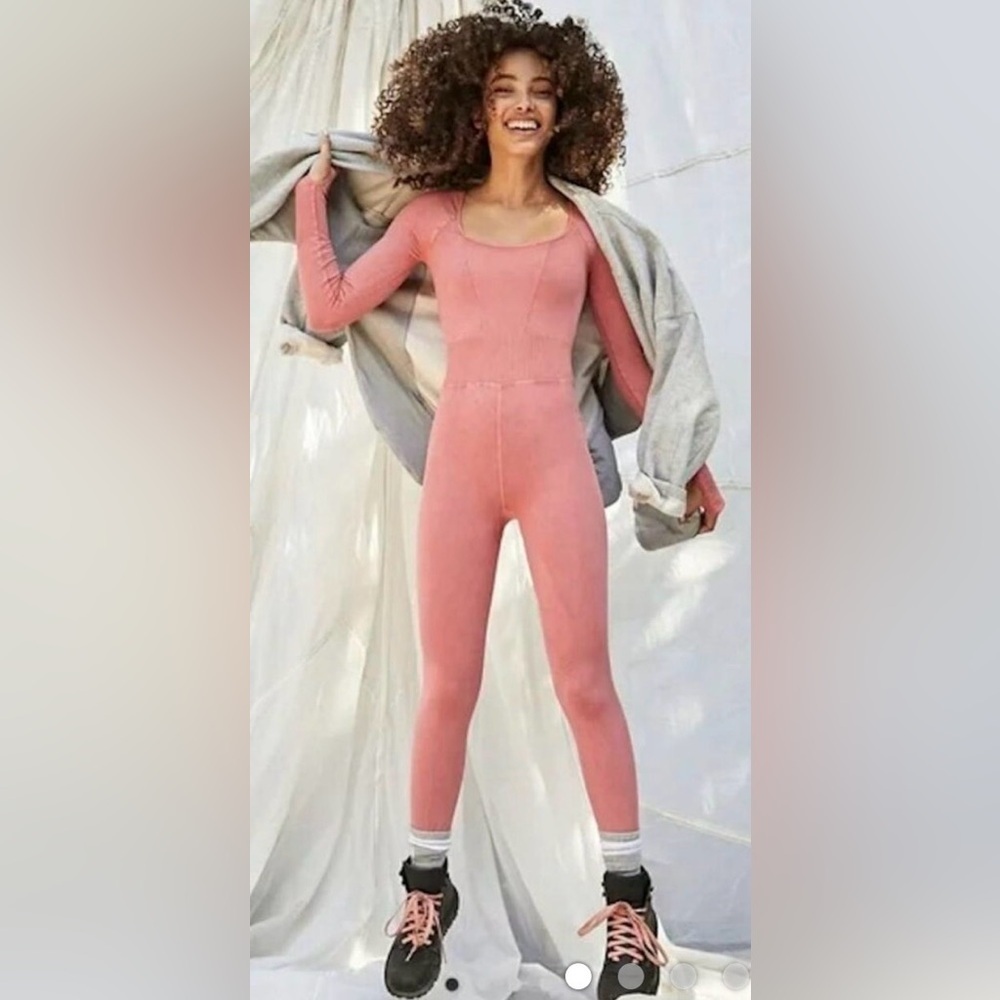 Free People Movement Good Karma Long-Sleeve Onesie in Salmon Size M/L NWOT